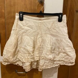 Off-White Free People Mini Skirt with Pleats and Ruffles Size 2
